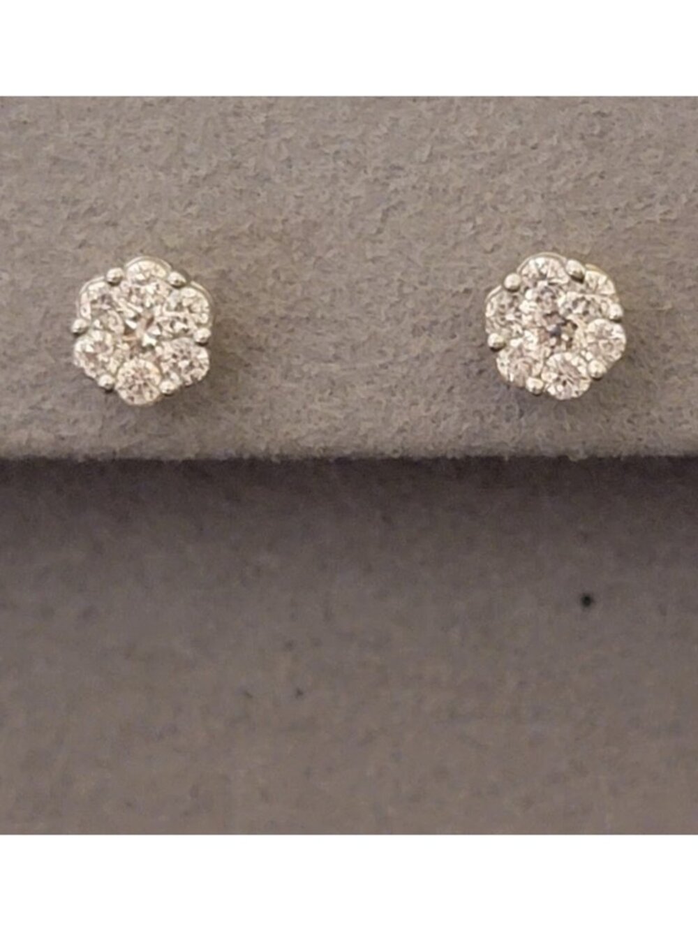 Lab Grown Diamond Cluster Stud Earrings White Gold NWT - Picture 10 of 12